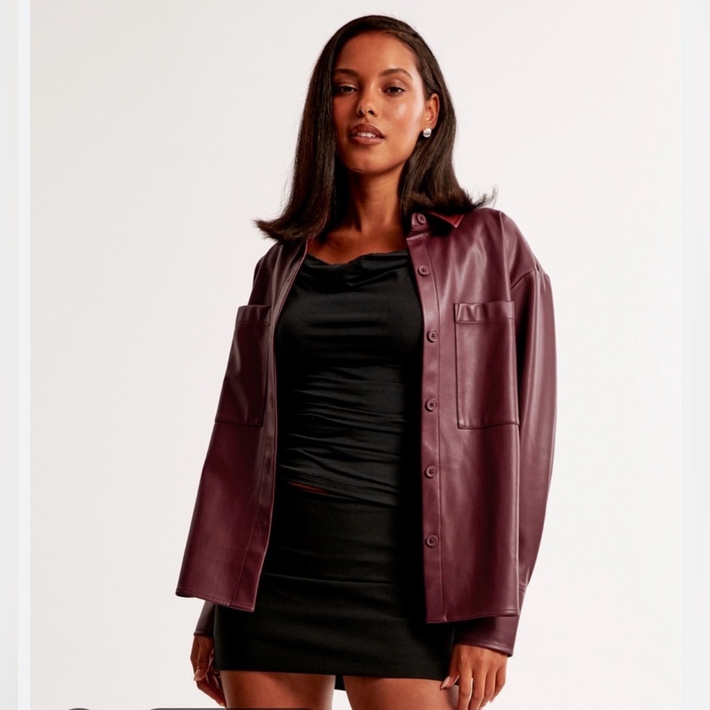 NWT Abercrombie & Fitch Oversized Vegan Leather Shirt Jacket